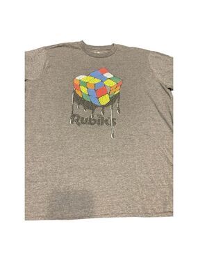 Rubik's Grey Multi-color Rubik's Cube Drip Short Sleeve Tee XL
